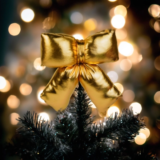 Decorative Glittery Gold Bow 21 × 19 cm