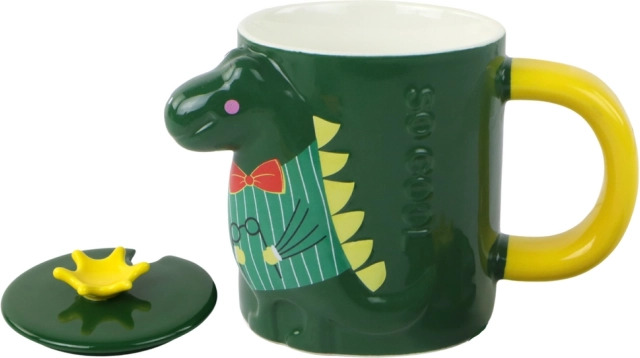 Šalica sa zelenim dinosaurom s poklopcem 400 ml