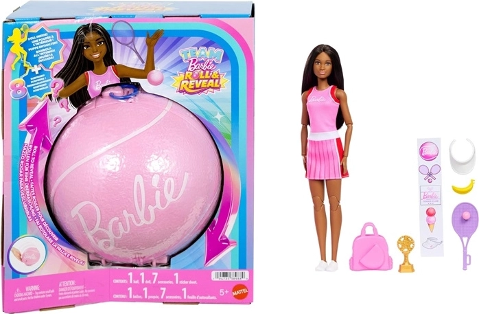Barbie Team roll and reveal tenisačica – lutka u kugli iznenađenja