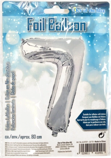 Folijski balon broj 7 srebrni 80 cm