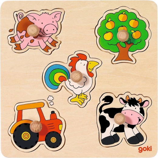 Wooden lift-out puzzle board – countryside