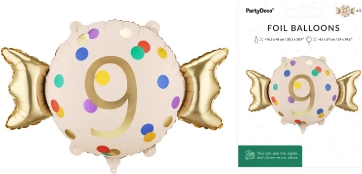Foliijski rođendanski balon Cukierek – broj 9 (bombon)