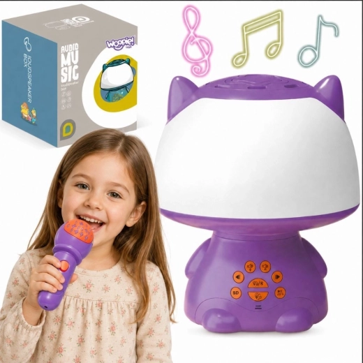 Woopie multifunctional RGB lamp with Bluetooth speaker and karaoke microphone, purple