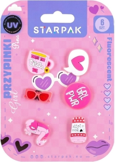 Rubber Badges Girl Fluo – set of 6 pcs