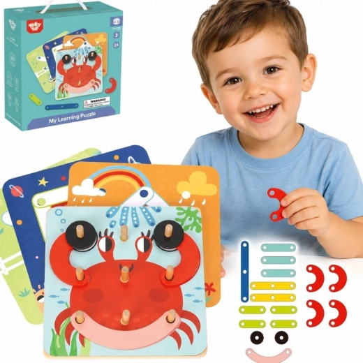 Drvena mozaična i nizalica puzzle 30 dijelova Tooky Toy