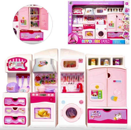 Pink kitchen furniture and accessories set for dolls - 1 piece