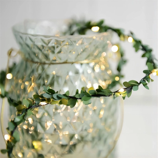 LED leaf light chain, warm white, 1 m