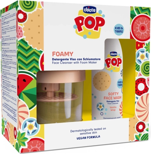 Chicco POP Softy nježni gel za čišćenje lica Vanilla Wrap 150 ml s pjenilicom
