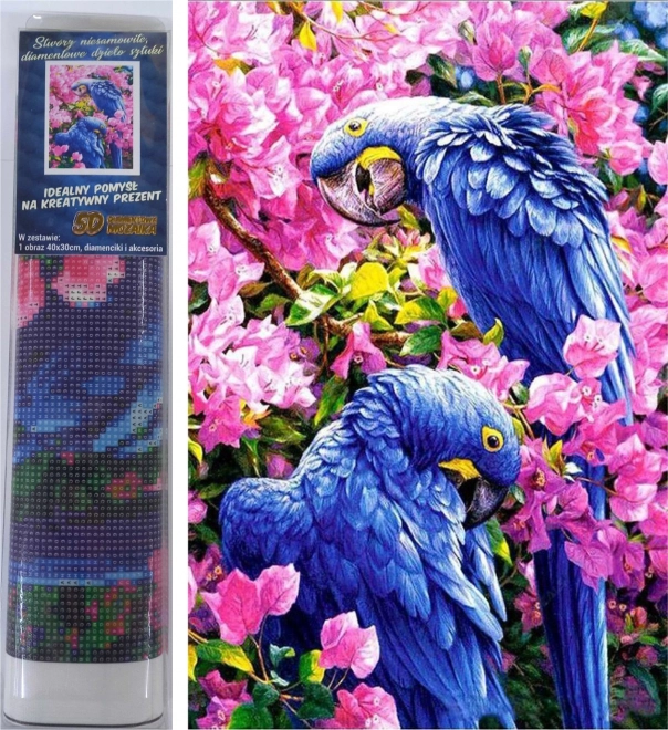 Norimpex dijamantno slikanje plavi papige 30 × 40 cm