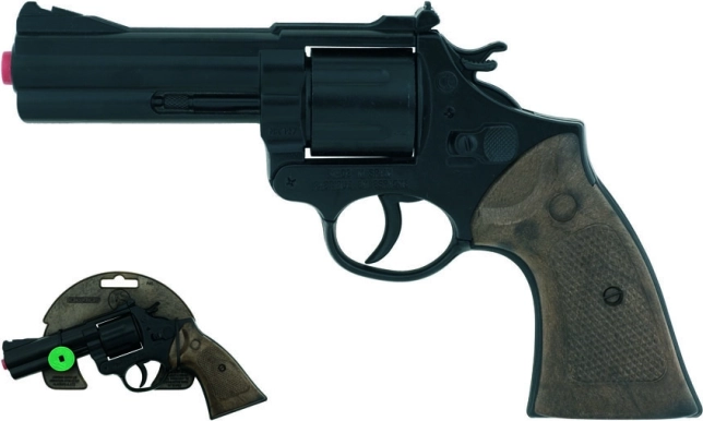 Policijski metalni revolver na kapisle, 12 metaka, crni