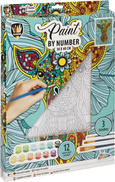 Slikanje po brojevima – žirafa na platnu 30 × 40 cm