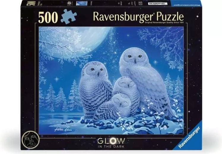 Ravensburger svjetleća slagalica Sove u mjesečinom obasjanom svitanju 500 dijelova