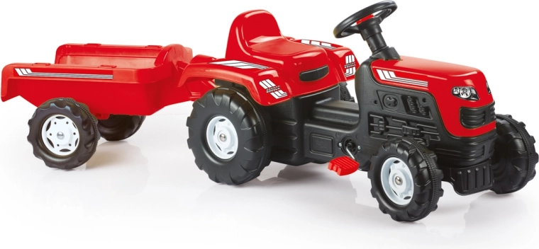 Traktor na pedale Ranchero s prikolicom crveni