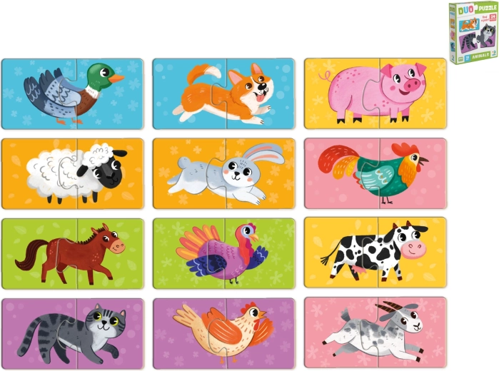 Dječje puzzle životinjice u kutiji (24 dijela, 12 slika) od 18 mjeseci