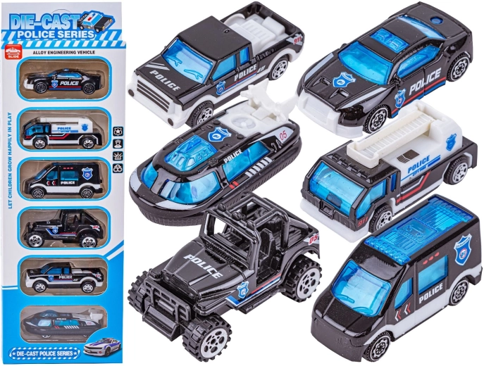 Metalni policijski autići 1:64 – set 6 kom