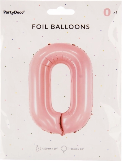 Folijski balon broj 0, ružičasti, 86 cm