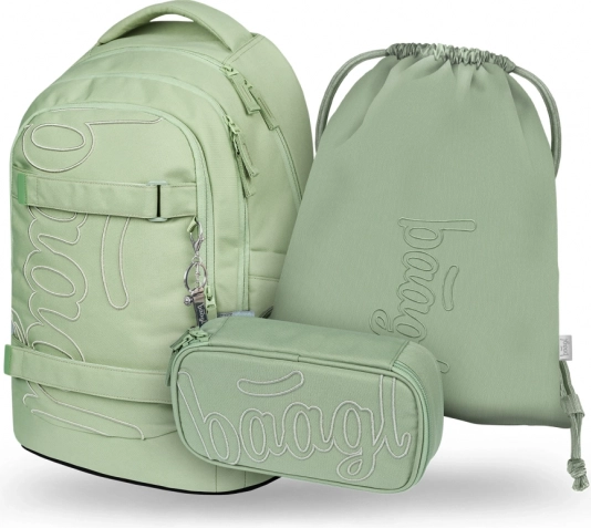 Set za školarce BAAGL Skate Max Mentol: ruksak, pernica, vrećica