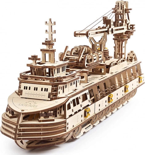 UGears 3D drvene mehaničke puzzle Istraživački brod