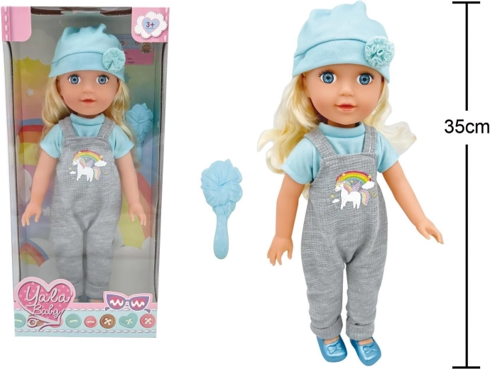 Doll in dungarees 35 cm - 1 piece