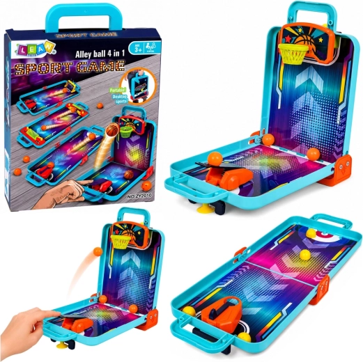 Mini stolna igra 3 u 1: košarka, pinball i kuglanje u prijenosnom kovčegu - 1 komad