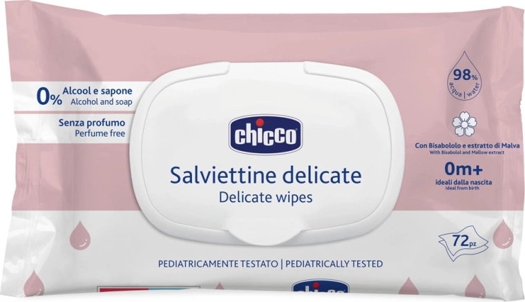 Chicco dječje vlažne maramice Delicate s kamilicom 72 kom