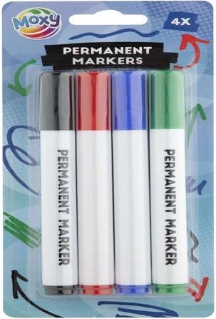 Moxy permanent markers with round tip, set of 4 pcs