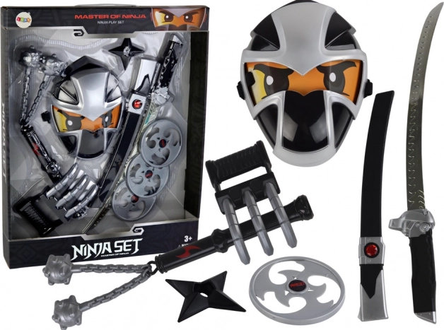 Ninja Warrior Set Mač Maska Shuriken Diskovi Kandže Claws Cluster