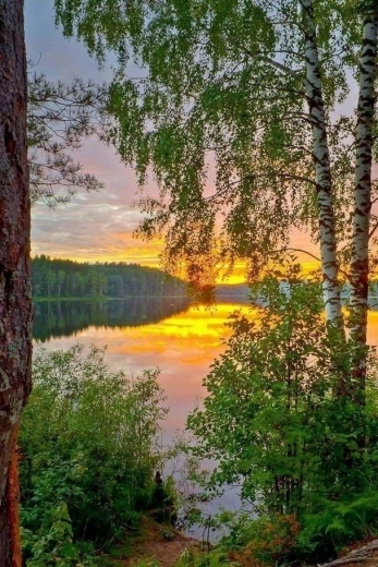 Dijamantno slikanje Zalazak sunca nad jezerom 30x40 cm