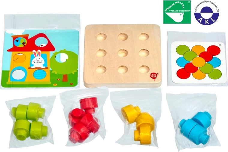 Lucy & Leo colorful wooden mosaic with large pegs and templates