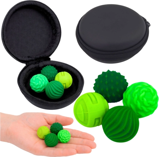 Magnetične silikonske antistresne kuglice s visećom futrolom, zelene, set 4 kom