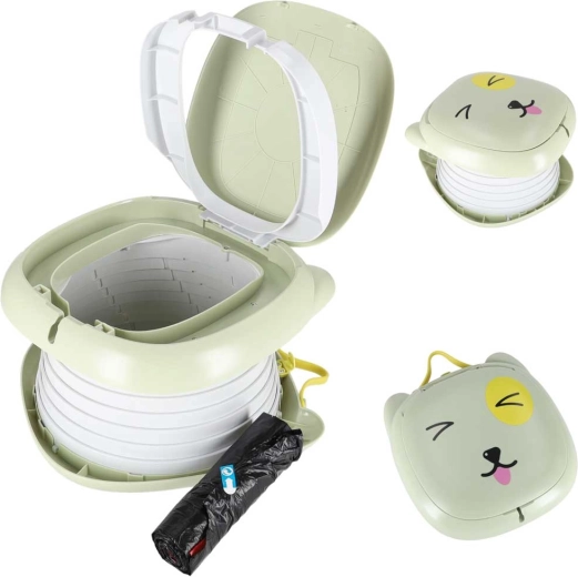 Green folding travel potty for children