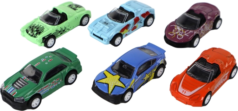Six colorful sports cars