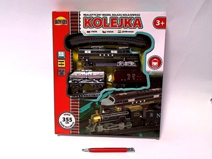 Children’s train track set with locomotive and two cars 355 cm - 1 piece