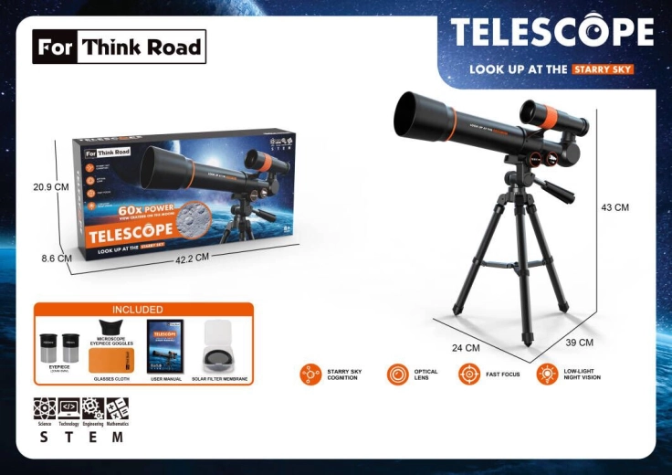 Sparkys children’s astronomical telescope with accessories 60x, black