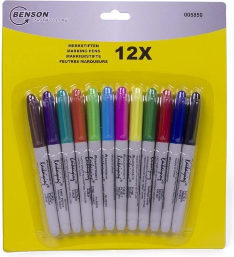 Benson set of colored permanent markers - 12 pieces