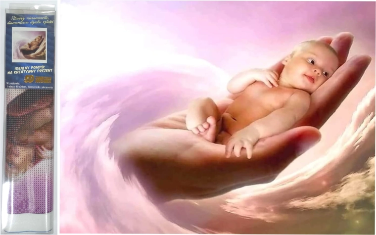 Dijamantno slikanje – dijete na dlanu 30 × 40 cm