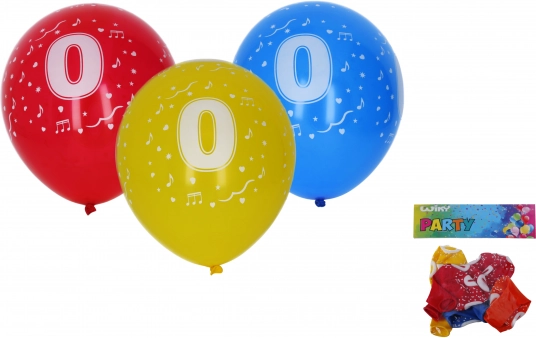 Baloni 30 cm s brojkom 0 – set 5 kom