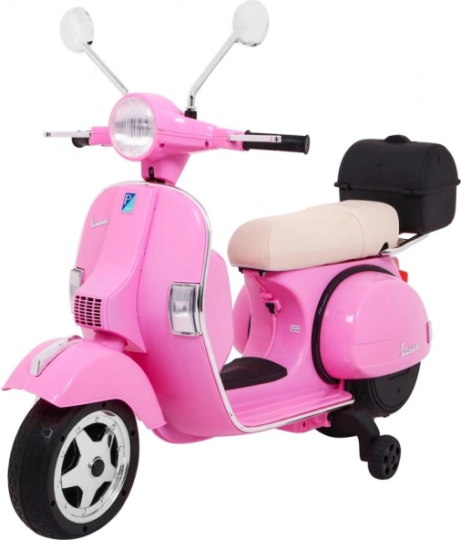 Električni dječji skuter Vespa ružičasti s pomoćnim kotačićima