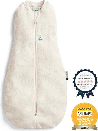 ErgoPouch Cocoon swaddle and sleeping bag 2-in-1 Oatmeal Marle 0.2 tog (3–6 months)