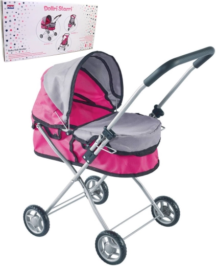 Duboka kolica za lutku ružičasto-siva (do 43 cm)