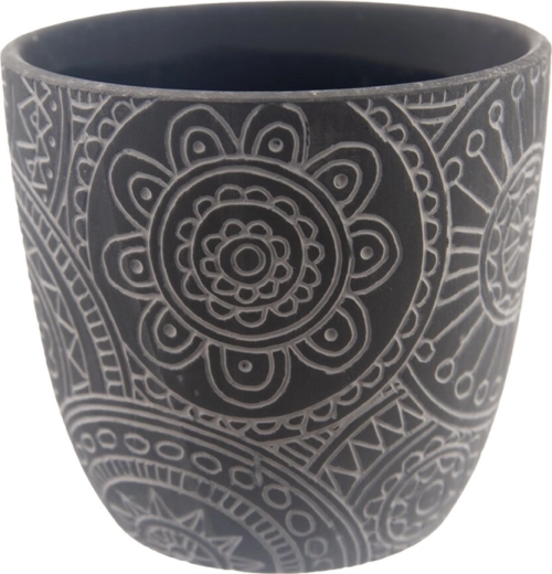 Keramička tegla s mandala motivom crna 13 × 13 × 12 cm