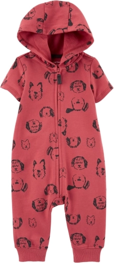 Carter's pamučni kombinezon na patentni zatvarač bez stopala s kratkim rukavima Red Dog za dječake