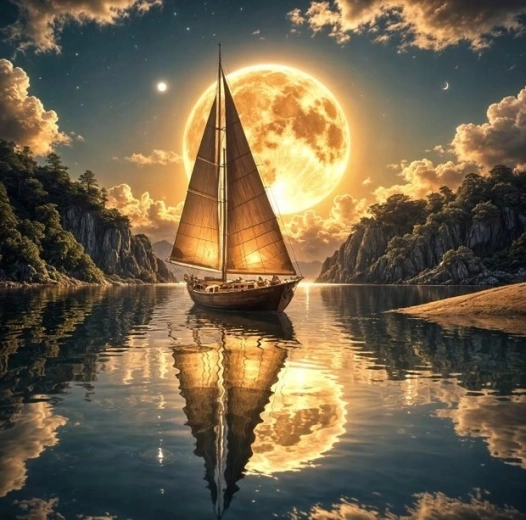 Dijamantno slikanje Ponoćna plovidba 30 × 40 cm