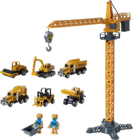 Movable crane with hook for realistic play