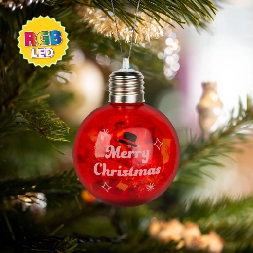 Christmas RGB LED Ball with Snowman, 8 cm
