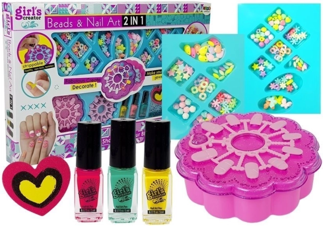 Djevojački kreativni set za izradu nakita i nail art 2 u 1