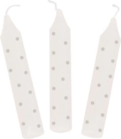 Set of birthday candles with grey polka dots