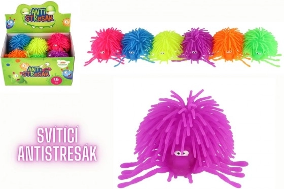 Antistresna loptica za stiskanje pauk 10 cm sa svjetlom (silikon, 6 boja)