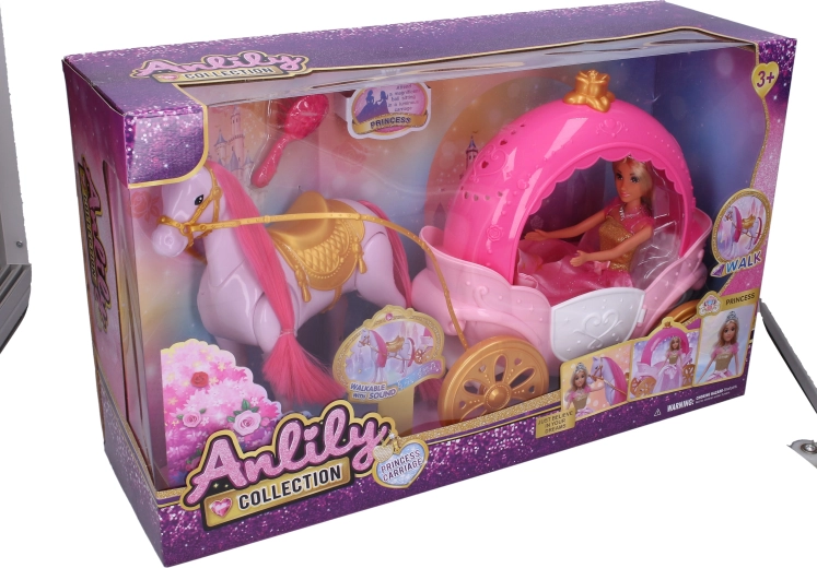 Doll with stroller and horse 30 cm