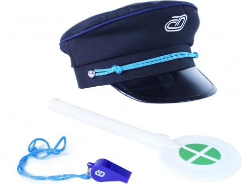 Dječji set prometnika Čeških željeznica – kapa, zviždaljka i signalna paleta
